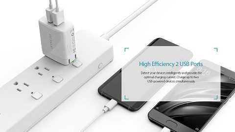 Dodocool 24W 2-Port USB Wall Charger Travel Power Adapter