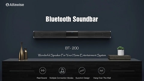 Alfawise BT - 200 Portable Wireless Bluetooth Soundbar - BLACK