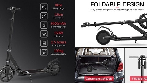 E9 8 Inch Height Adjustable Folding Electric Scooter