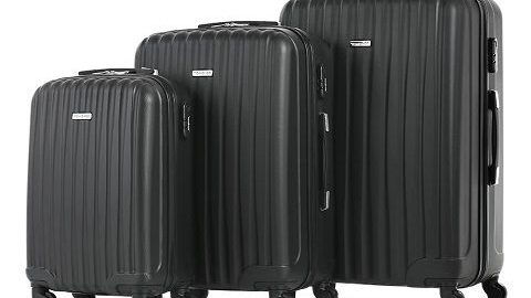 TOMSHOO 3 Piece Luggage Set-Black