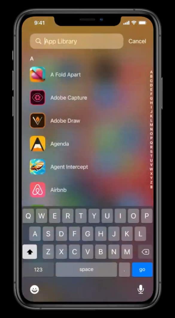 Searching through App Library