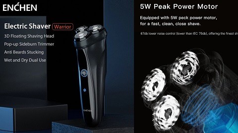 Enchen Men Electric Shaver Warrior 3D Triple Floating Shaving Head