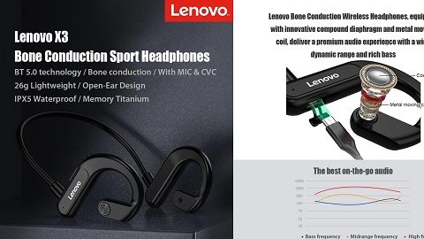 Lenovo X3 Titanium Bone Conduction Wireless Headphones