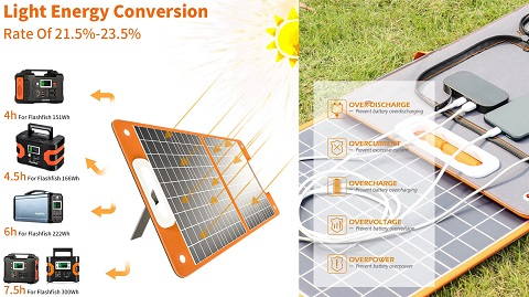 Flashfish 18V/60W Portable Solar Panel