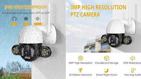 3MP PTZ WiFi Security Camera Outdoor