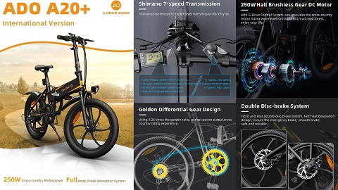ADO A20+ Electric Folding Bike 20 inch (City Bicycle 250W)