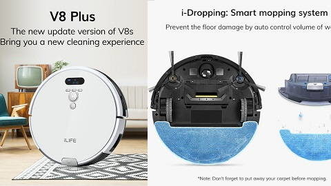 ILIFE V8 Plus Robot Vacuum Cleaner (1000Pa Suction 2-in-1)