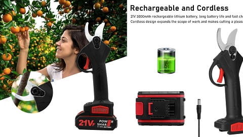 21V Portable Handheld Cordless Electric Pruning Shears with Carry Case (ψαλίδι)