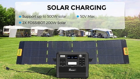 FOSSiBOT F2400 Portable Power Station Kit + FOSSiBOT SP200 18V 200W Foldable Solar Panel