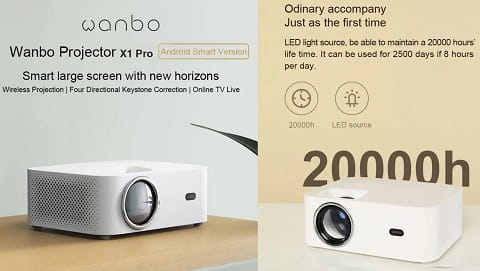 Wanbo X1 Pro Smart Projector (Android 9, 1GB + 8GB - Supported Netflix)