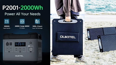 OUKITEL P2001 Ultimate 2000W Portable Power Station + PV200 200W Foldable Solar Panel