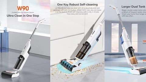 ILIFE W90 Cordless Wet Dry Vacuum Cleaner (3 in 1 Vacuum Mop and Wash)