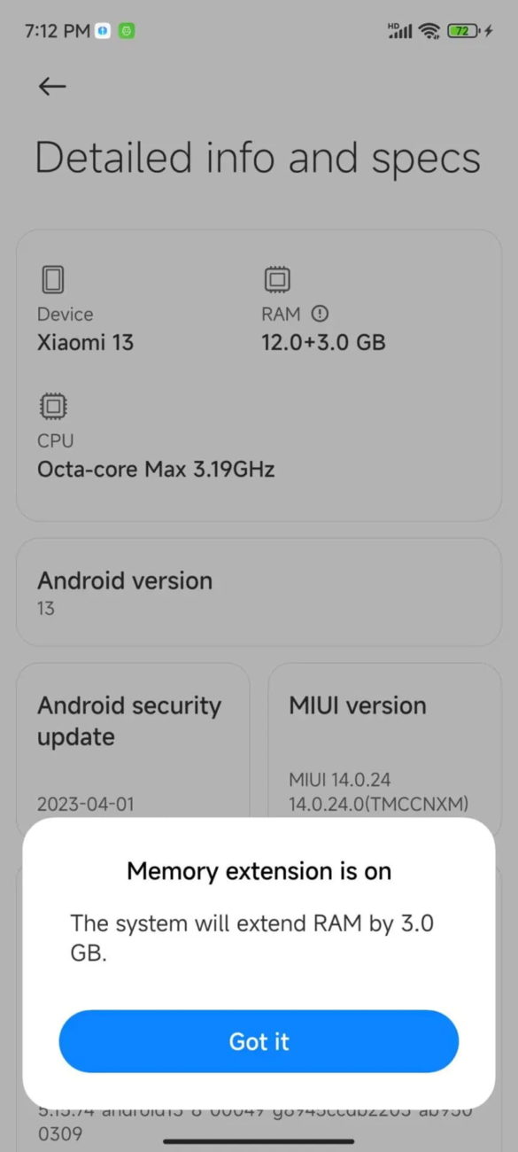Επέκταση μνήμης στο Android 13