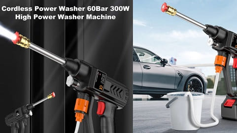 60Bar 300W High Power Washer Machine (with Rechargeable Battery)