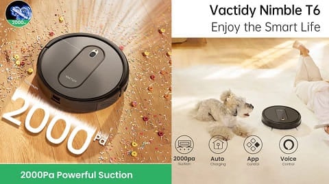 Vactidy T6 Robot Vacuum Cleaner (2000PA Suction Power)