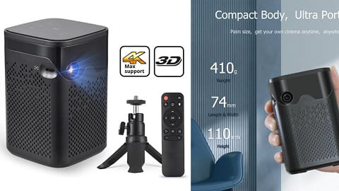D063 4K DLP Wireless Portable Movie Projector (with Tripod Rack)