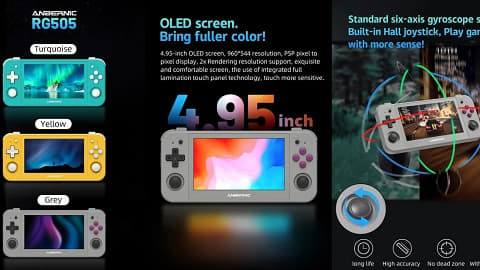 ANBERNIC RG505 Android 12 Game Console (4GB LPDDR4X, 256GB+128GB TF Card, 4242 games)