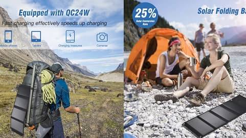 21W/28W Portable Solar Panel Charger (IPX5 Waterproof)