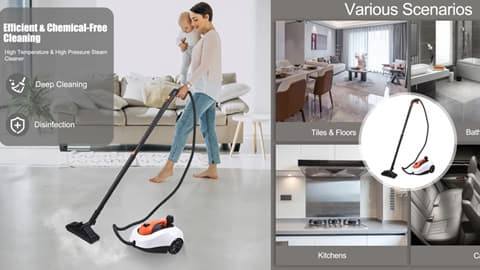 1800W Steam Cleaner Portable (1.6L Capacity 5 Bar)