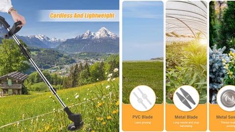 12V Lawn Pruning Grass Trimmer Cordless Weed-Wacking Machine for Garden and Yard