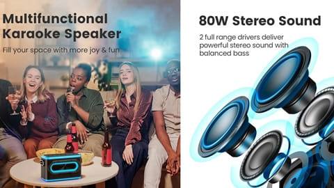 SOUNARC A1 Karaoke Speaker (80W Output, Dual Mic)