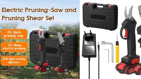 21V 30mm Cordless Brushless Motor 88VF Electric Pruning Shear 4inch Brush Motor Chainsaw Set