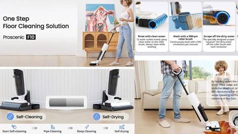 Proscenic F10 Cordless Wet Dry Vacuum Cleaner (Self-Cleaning, Self-Drying)