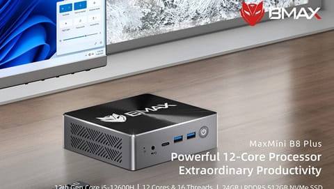 BMAX B8 Plus Mini PC (Intel Core i5-12600H 12 Cores, 24GB LPDDR5 RAM 512GB SSD)