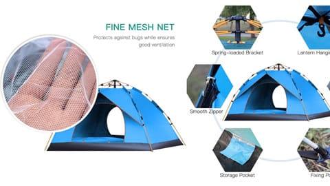Outdoor Pop Up Tent Water-resistant (Portable Instant Camping Tent for 3-4 People)