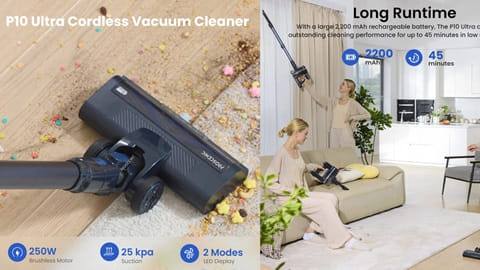 Proscenic P10 Ultra Cordless Vacuum Cleaner (25KPa Suction, 600ml Dustbin)