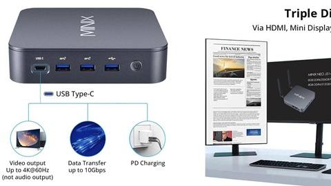 MINIX NEO J51-C8 Max Mini PC (Intel N5105 4 Cores Max 2.90GHz, 8GB RAM 512GB SSD)