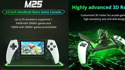 M25 Handheld Game Console (128GB TF Card with 30000+ Games, 25 Emulators)