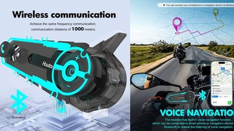 Houtonsen S6 Motorcycle Helmet Headset (1000m Intercom Distance, Voice Navigation, Bluetooth 5.1)