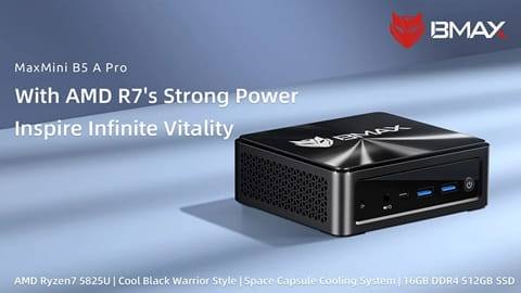 BMAX B5 A Pro Mini PC (AMD Ryzen 7 5825U 8 Cores Max 4.5GHz, 16GB RAM 512GB SSD)