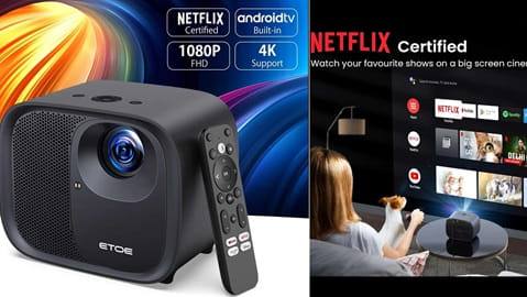 [Netflix & Android TV Certified] ETOE E3 Pro Projector (Dolby Digital Plus, Native 1080P, 600 ANSI Lumens)