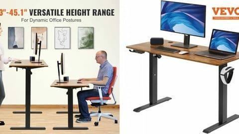 VEVOR Height Adjustable Desk (47.2 x 23.6 in, 3-Key Modes Electric Standing Desk)