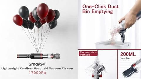 SmartAI H5 Handheld Cordless Vacuum Cleaner (17KPa Suction Power)