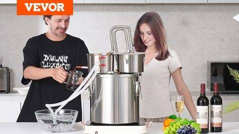 VEVOR Moonshine Still Water Alcohol Distiller (5Gal w/Thumper Keg & 8W Water Pump)