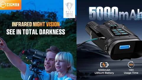 CIGMAN CNV02 Night Vision Binoculars (3inch Screen, 5000mAh Battery)