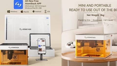 ATOMSTACK P1 5W Diode Laser Engraver (CoreXY Design, Dual-motor Drive,110*110mm)