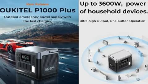 OUKITEL P1000 PLUS Portable Power Station (1800W 1024Wh Solar Generator with LiFePO4 Battery)