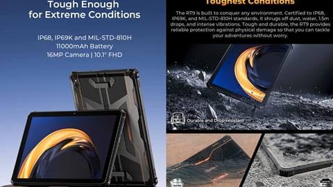 OUKITEL RT9 Rugged Tablet (10.1 inch IPS Screen, 6GB RAM 256GB ROM, 11000mAh Battery)