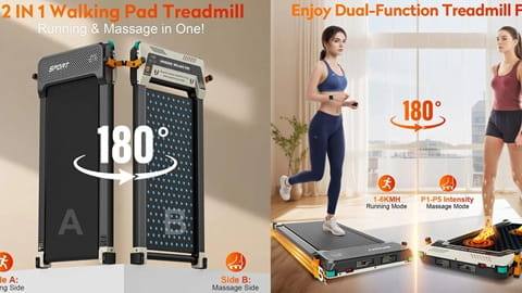 Akluer 520A-A Dual-Sided Walking Pad with Shiatsu Foot Massager (2.5HP Quiet Motor)