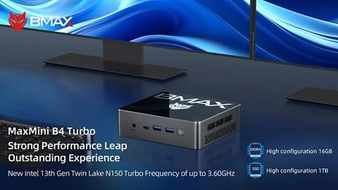BMAX B4 Turbo Mini PC (Intel Twin Lake N150 4 Cores Max 3.6GHz, 16GB RAM 1TB SSD)