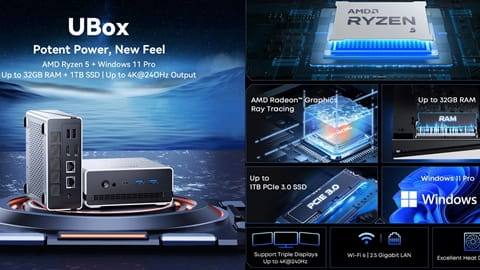 CHUWI UBox Mini PC (AMD Ryzen 5 7430U 6 Cores Max 4.3GHz, 16GB RAM 512GB SSD)