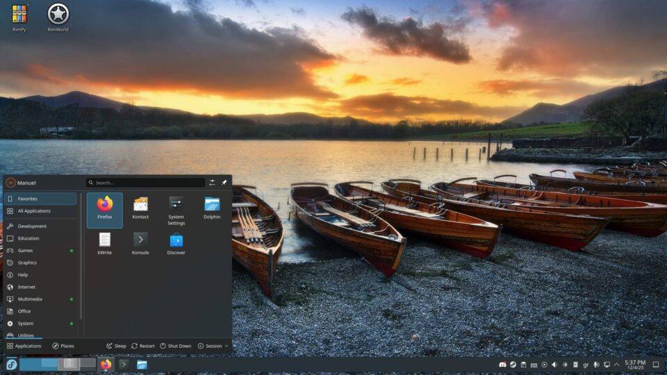 Η επιφάνεια εργασίας του Fedora KDE Desktop
