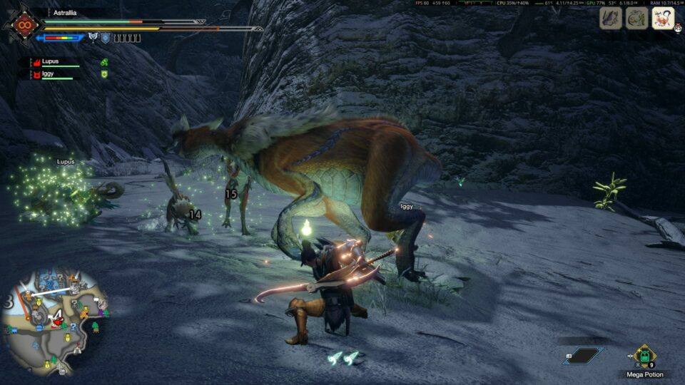 Στιγμιότυπο από το Monster Hunter: Rise σε Fedora KDE Desktop