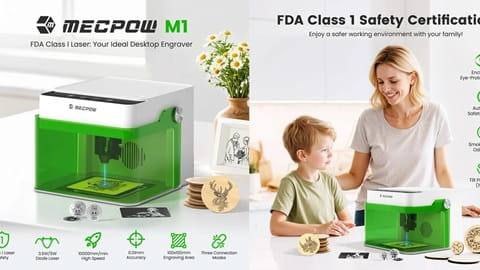 Mecpow M1 FDA Class 1 3.5W Laser Engraver (0.01mm Accuracy, 100x100mm Engraving Area)